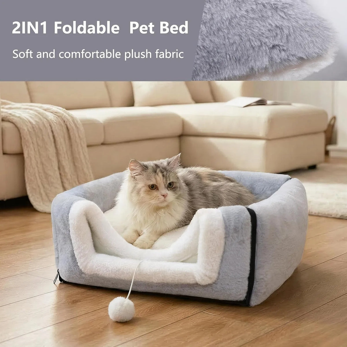 Cat Bed for Indoor Cats Anti-slip Foldable Cat Cave