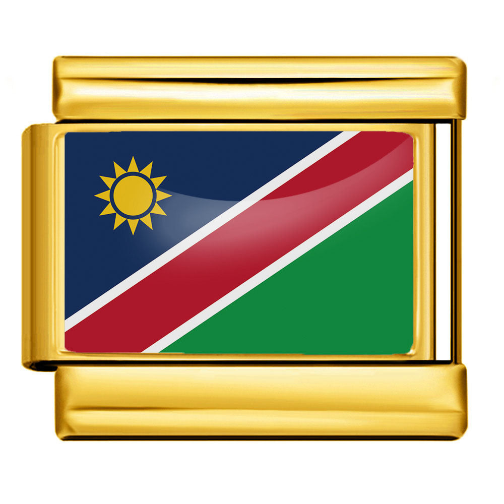 Arrière-plan d'or World Flag Photo Epoxy Italien Module Bracelet
