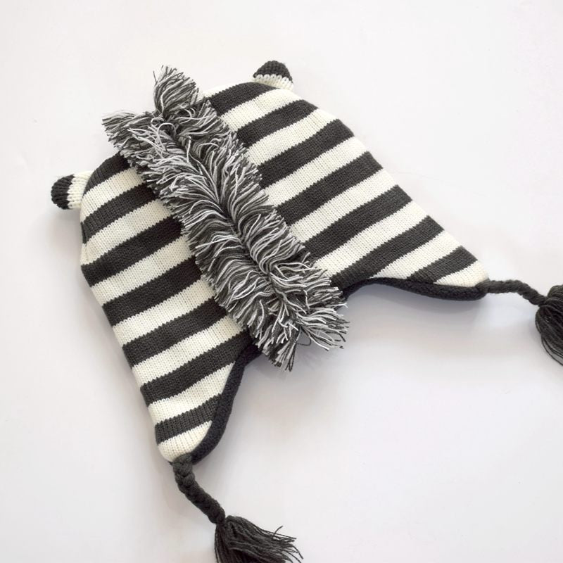 Chapeau d'hiver tricoté en peluche Chapeau de caricature pour bébé Garçon chaud et preuve du vent