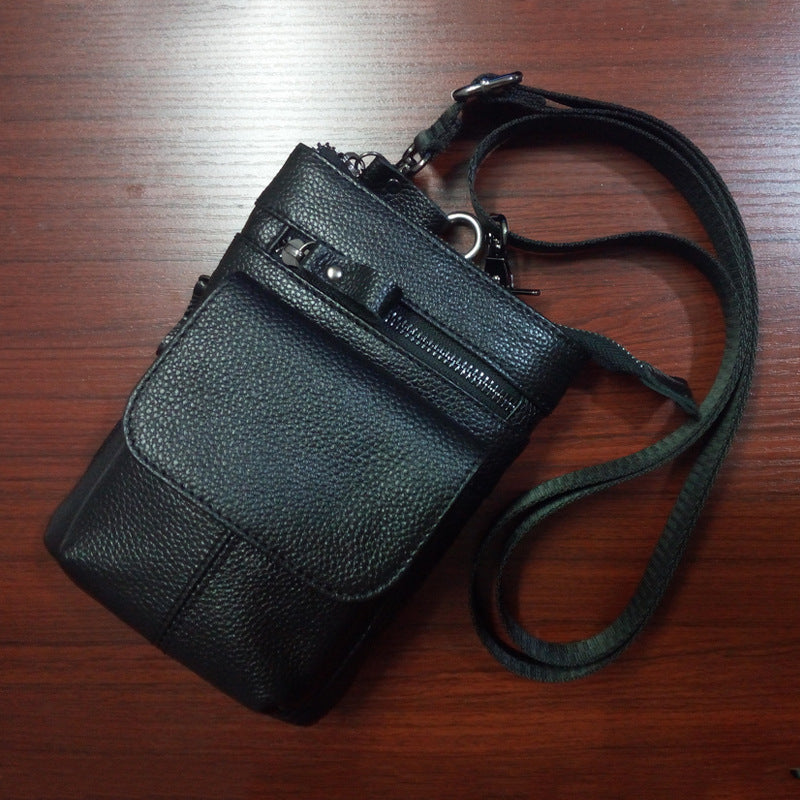 Poche en cuir homme Multifonctionnel Petit sac Sports de plein air Une épaule