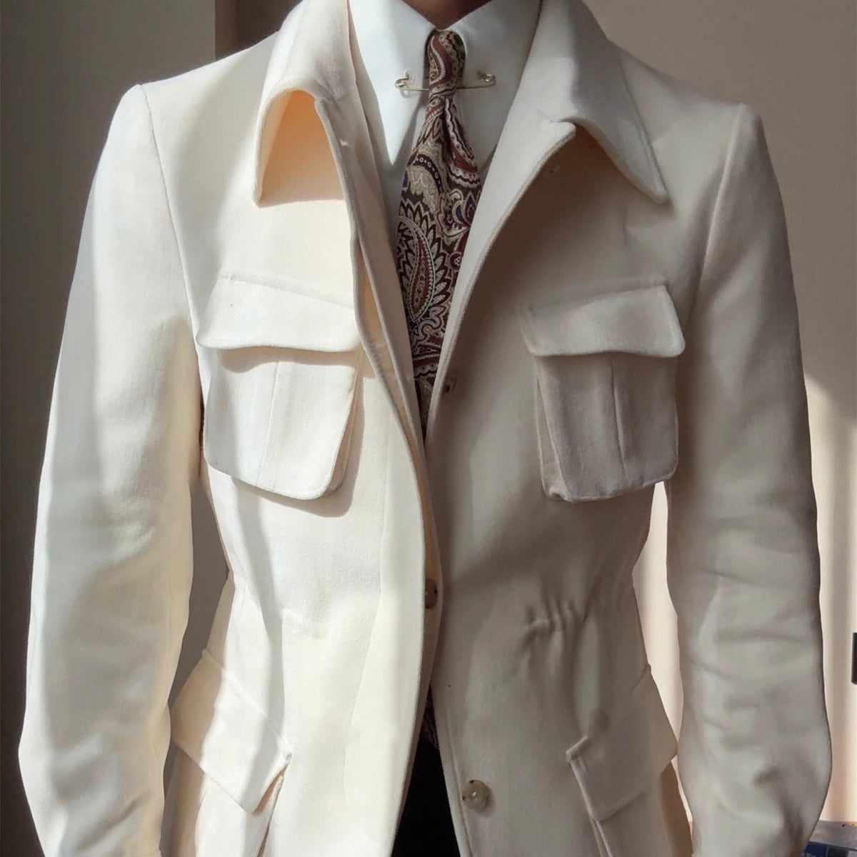 Manteau retro brossé chaud mi-longueur