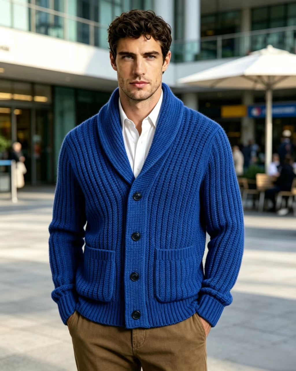 Veste de cardigan rayé pour hommes