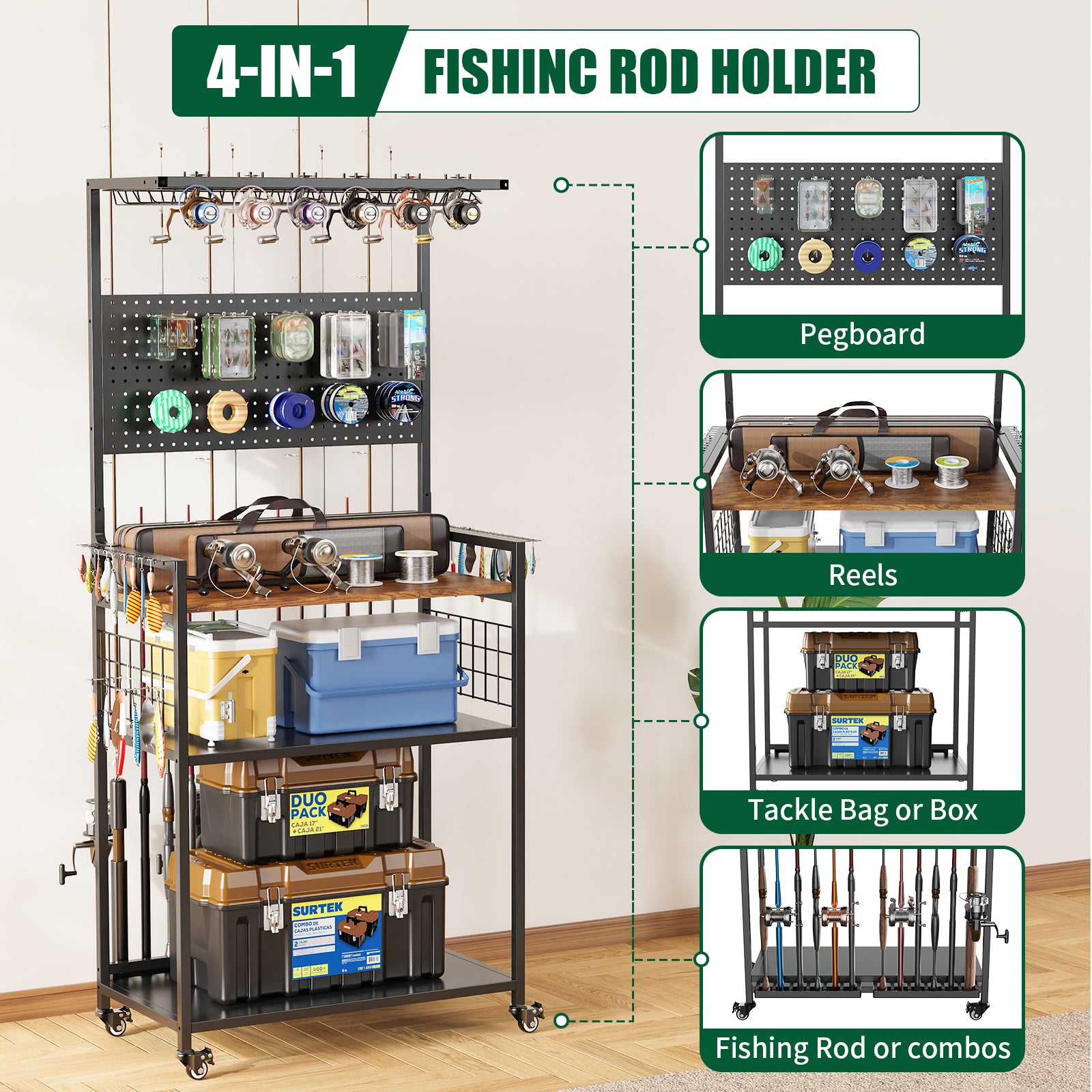Raquette de stockage avec pegboard