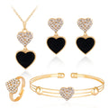 Jeu de bijoux Peach coeur Strass Boucles d'oreilles Collier d'amour Ensemble de bijoux de mariée