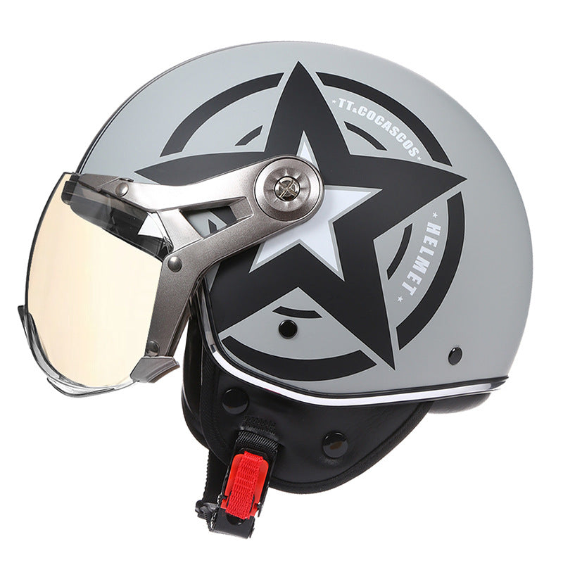 Casque de moto électrique imprimé à demi-couvert pour femmes