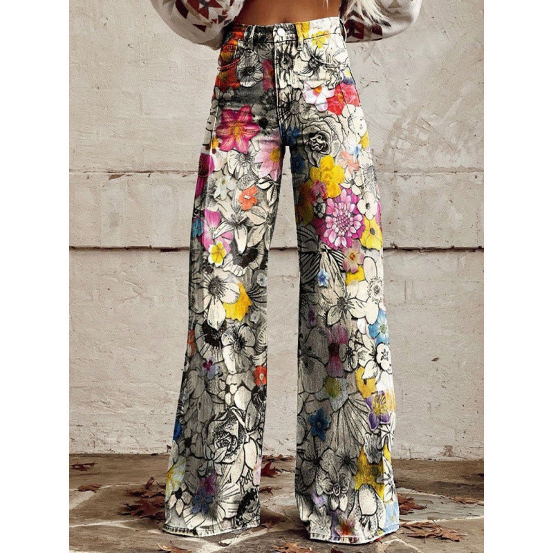 Pantalons de denim imprimés pour femmes