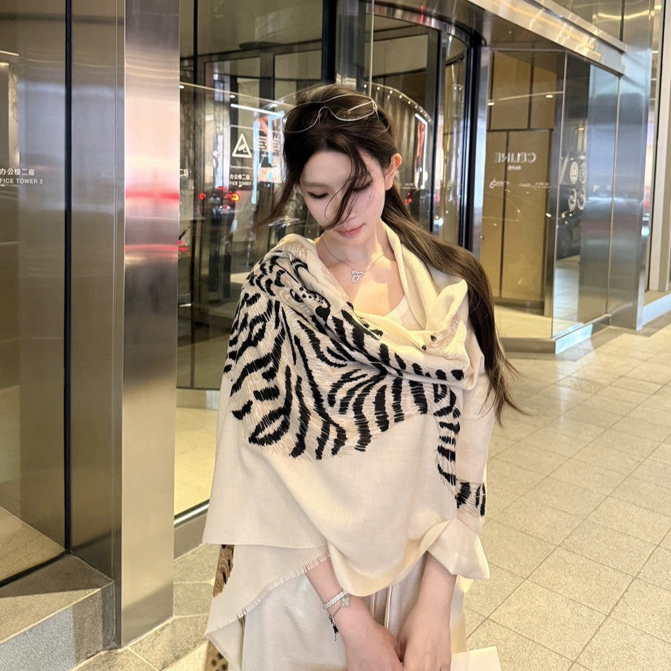AutomneHiver Cotton-Line Warm Keeling Imprimé Grand Châle