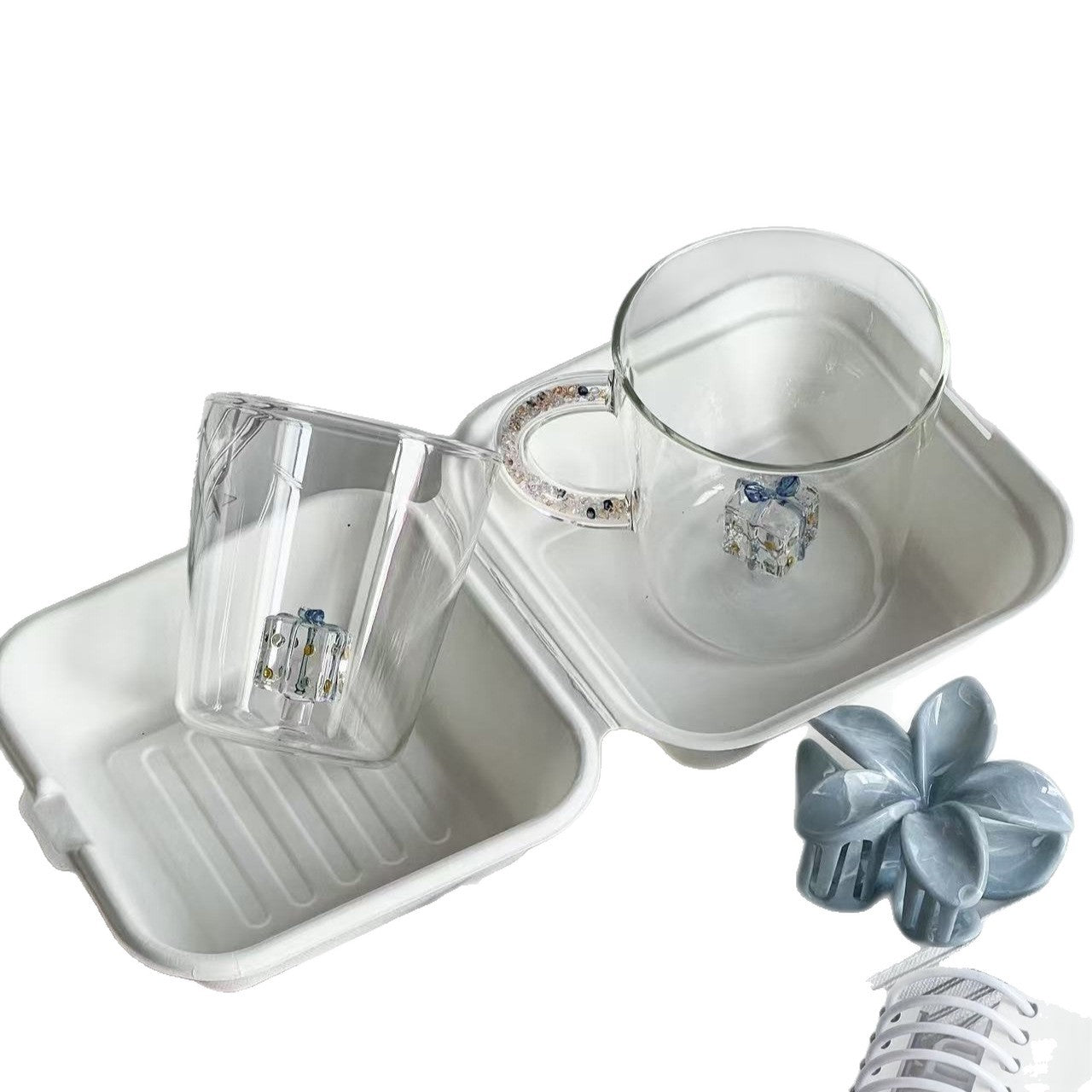 Coupe en verre à haute brosilicate avec poignée