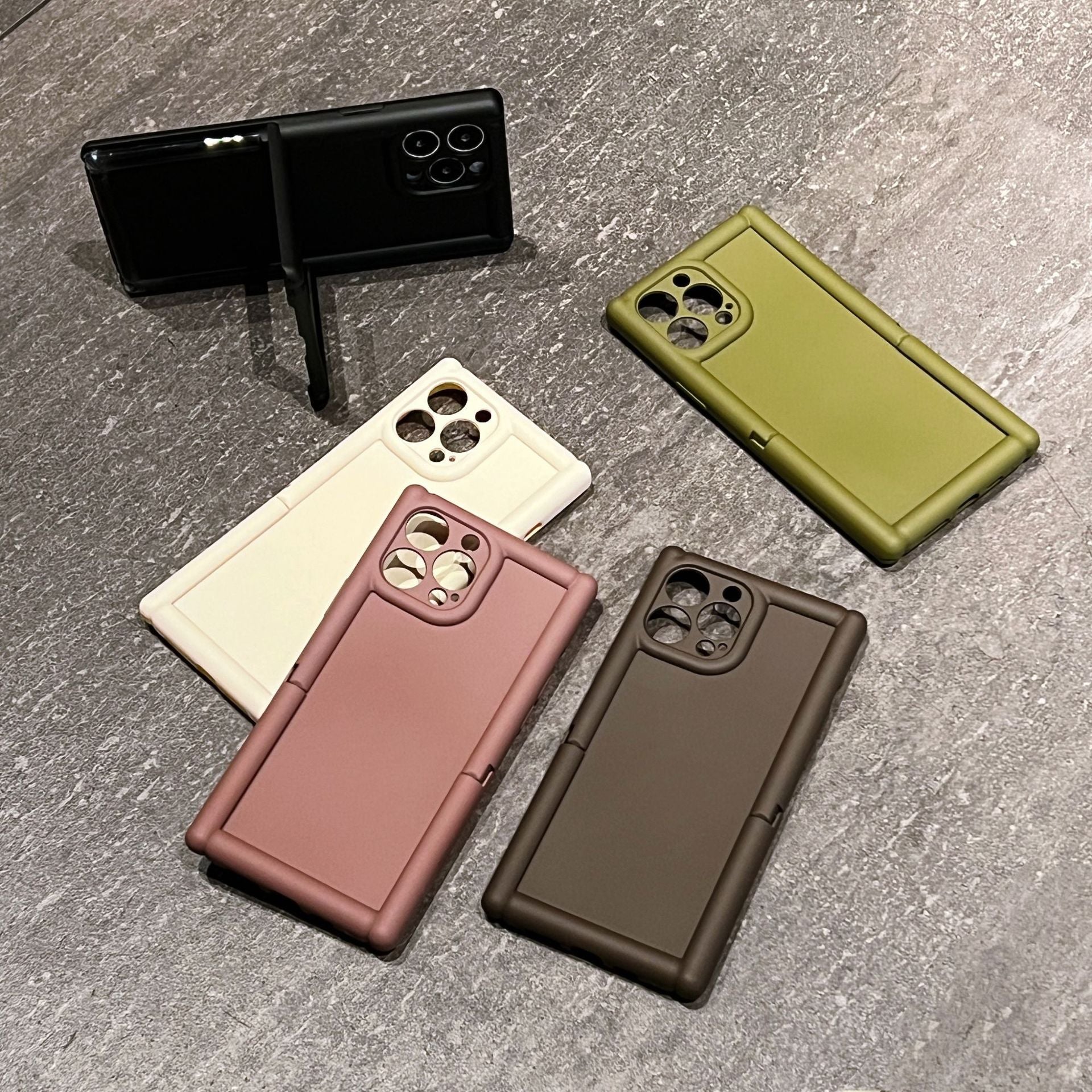 Skin Feeling Solid Color Phone Case Colonne romaine 14Pro Bracket Invisible tridimensionnel