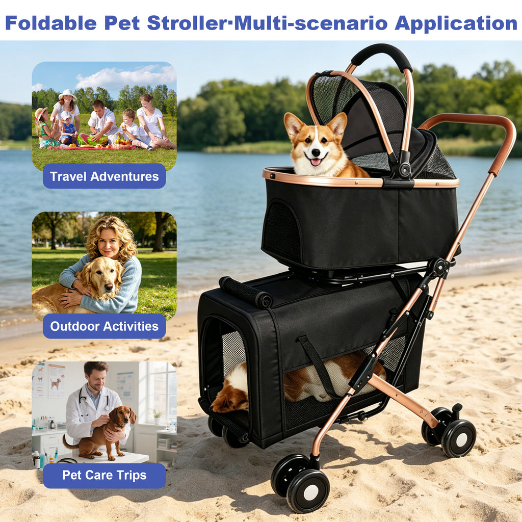 Poussette double pour chiens et chats