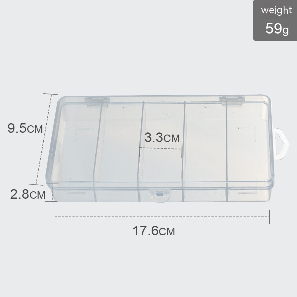 Luya Cinq Grid Transparent PP boîte de matériel de pêche en plastique