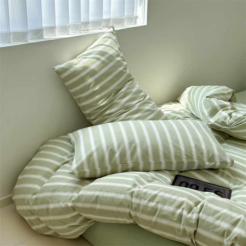 Cotton Classic Japonais Retro Pinstripe Bed Ensemble de quatre pièces