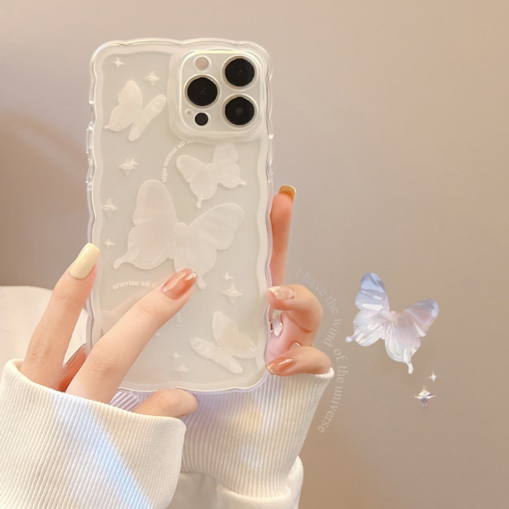 Simple Butterfly moderne affaire téléphonique transparente pour les femmes