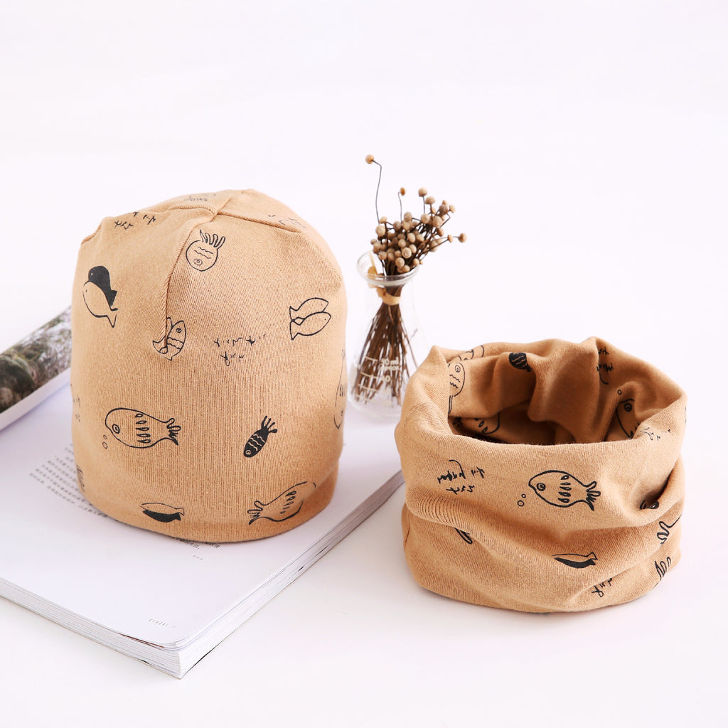 Arrivée de l'automne et de l'hiver écharpe deux-pièces ensemble bébé en coton Bandana Hat Set enfants ou