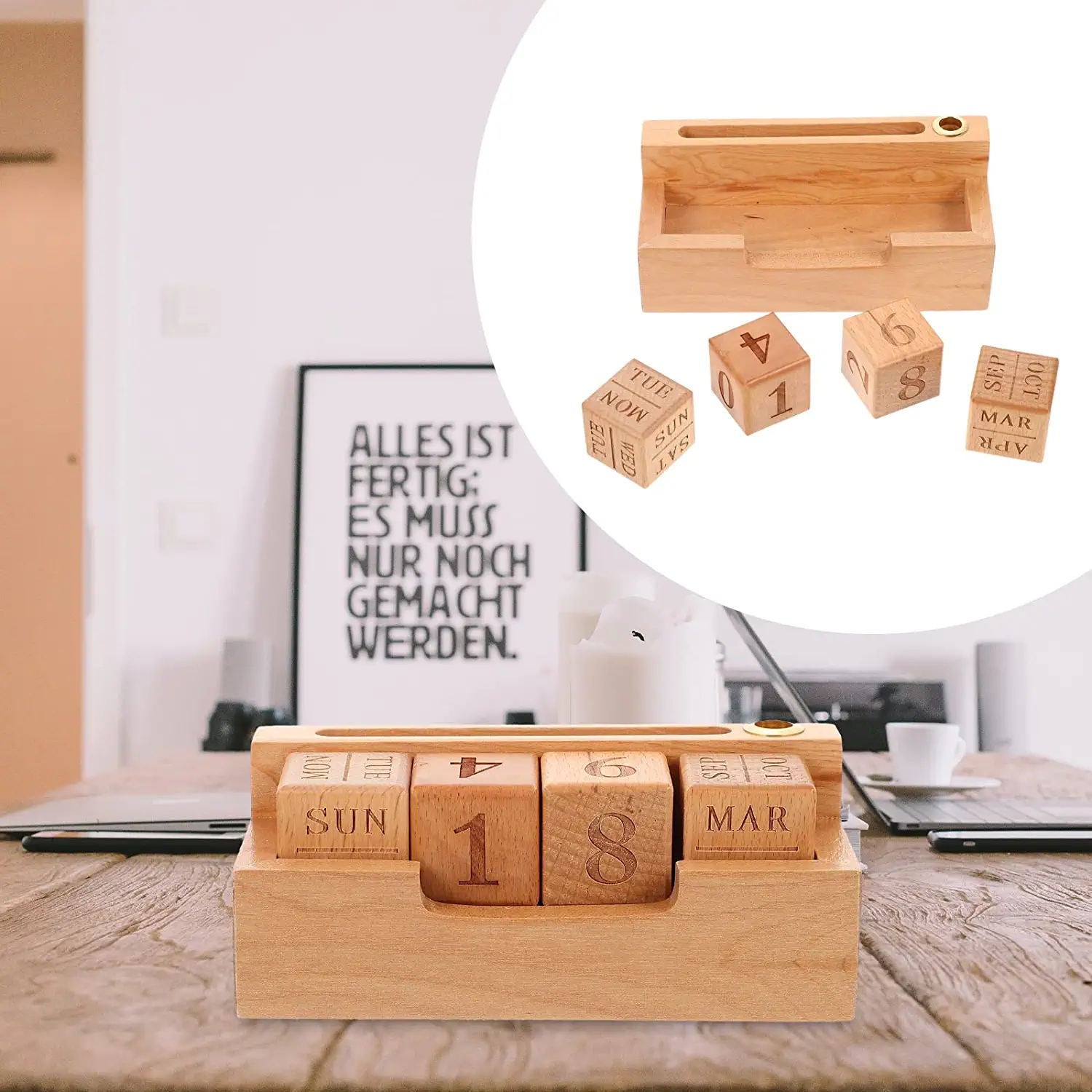 Bureau de calendrier simple en bois massif