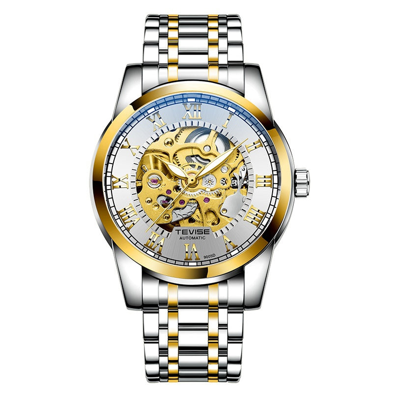 Homme imperméable Minimaliste automatique Stylish Hollow Montre mécanique lumineuse