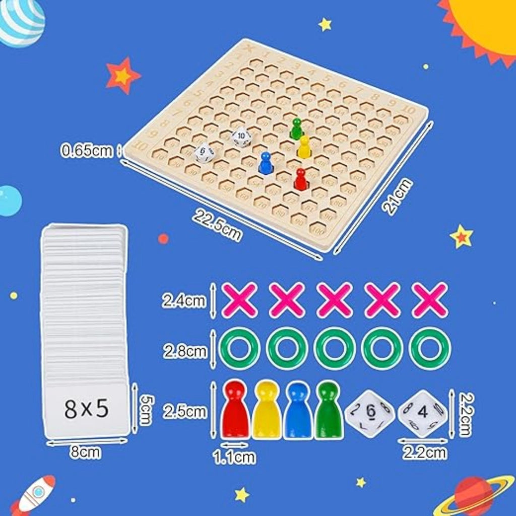 Multiplication du jeu éducatif avec des cartes numériques et des pièces de jeu en bois pour Math Pr