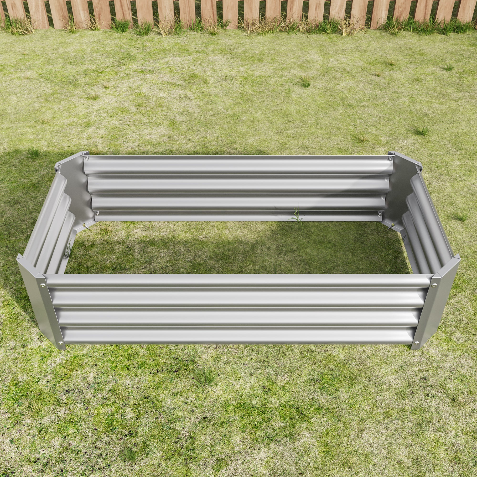 2PCS Silver 4×2×1ft Lit de jardin surélevé en métal