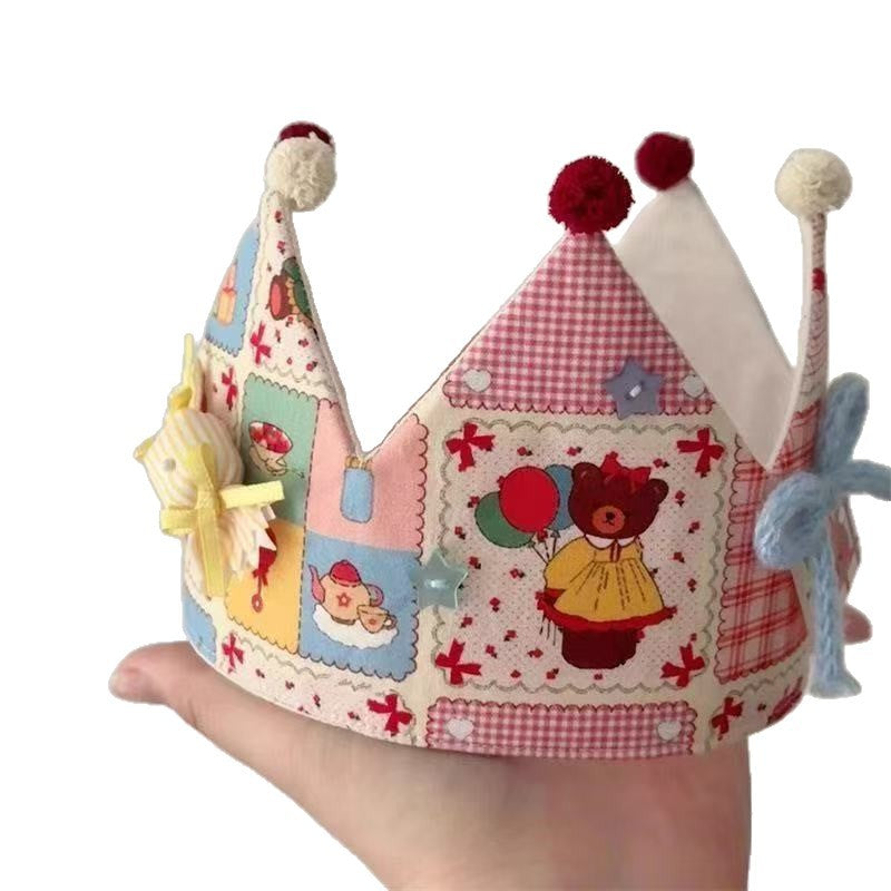 Belle couronne d'anniversaire de Bow Little Bear fait main