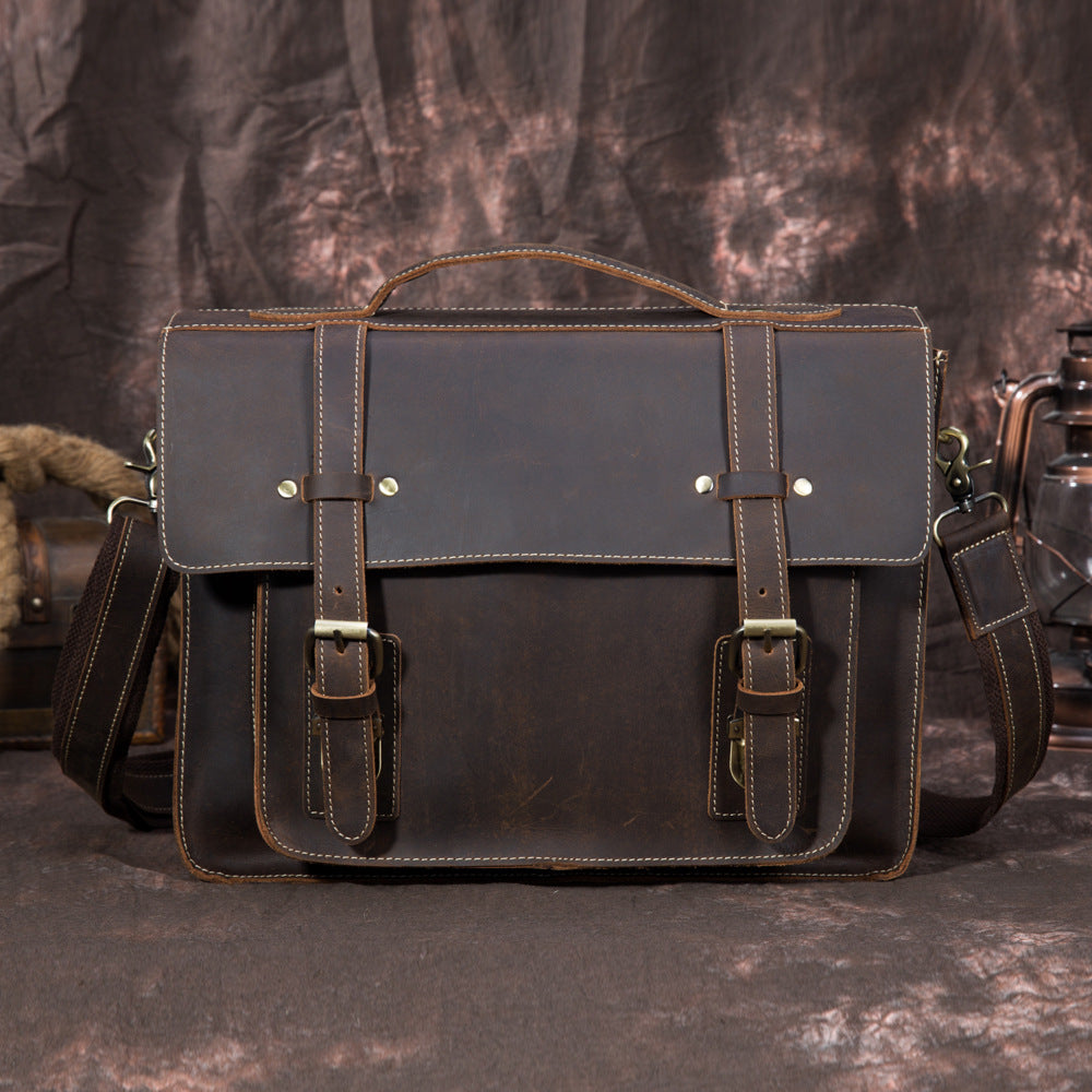 Men's first layer horsehide handbag