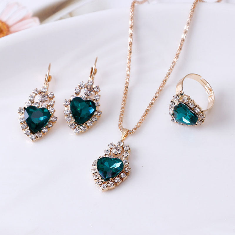 Boucles d'oreilles collier en strass à goutte d'eau