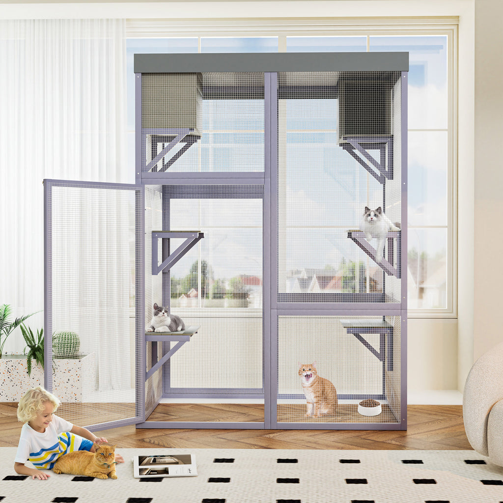 Catio extérieur en bois Boîtier multifonctionnel pour chats