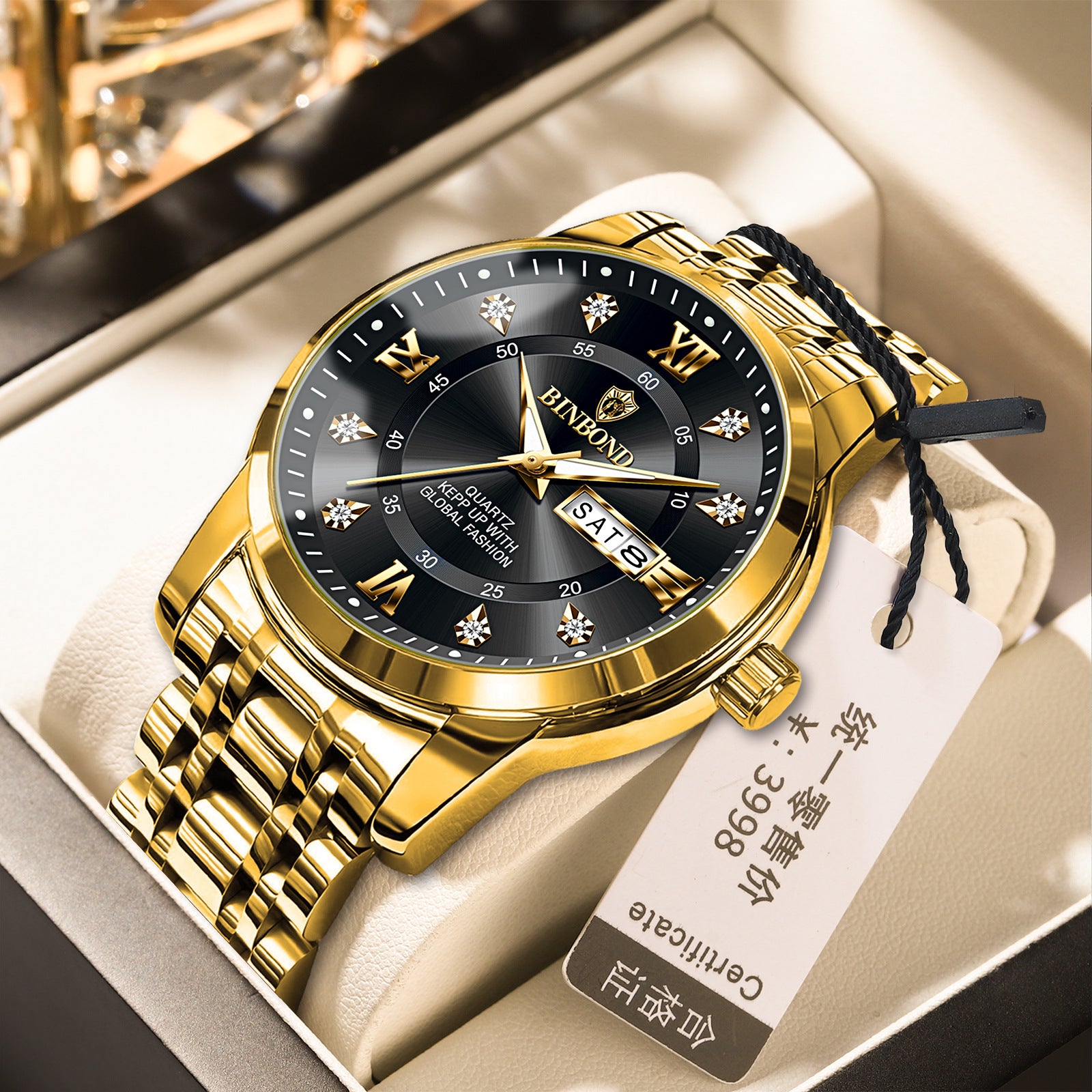 Binbang Business Light-Luxury Quartz Montre pour hommes