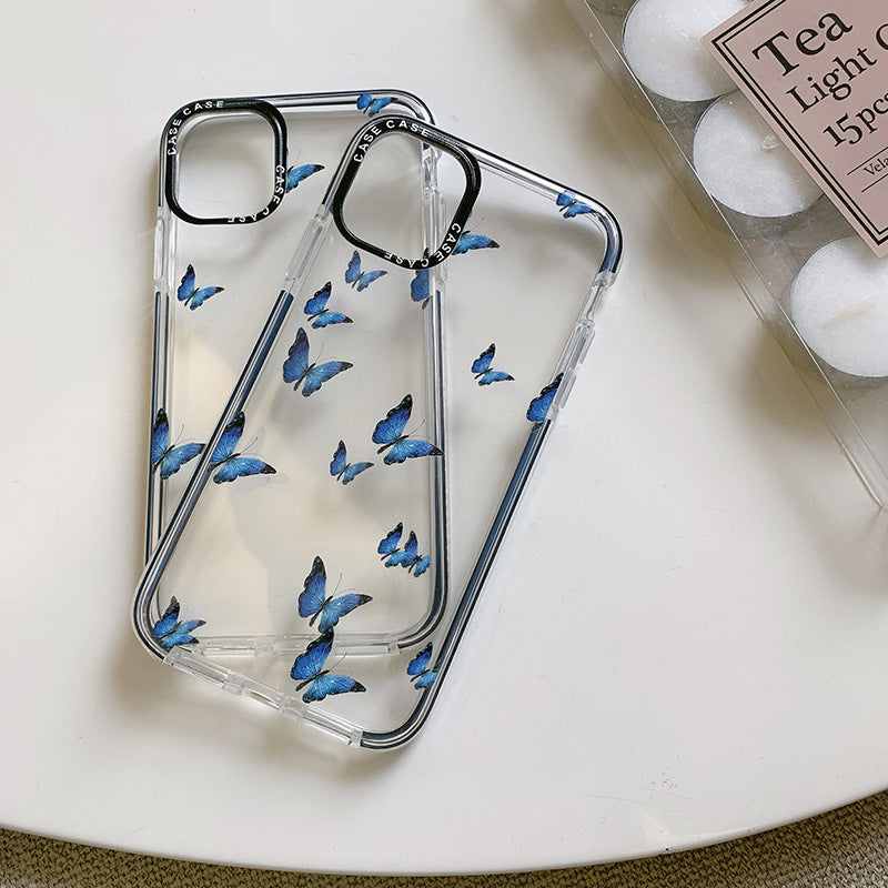 Compatible avec le boîtier de téléphone transparent Blue Butterfly
