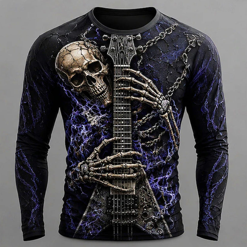 T-shirt imprimé homme manches longues avec un cou d'équipage