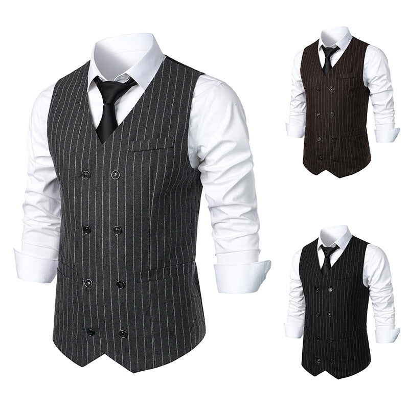 Veste retro casual double seins rayé
