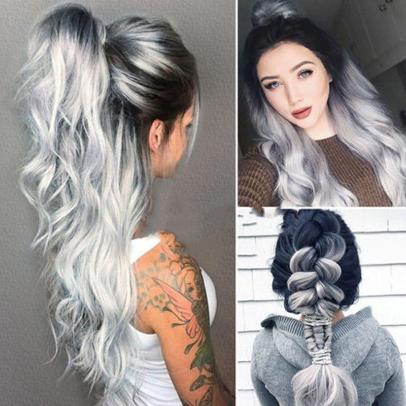 Grossesse européenne et américaine Granny Grey Gradient Volume moyen-long