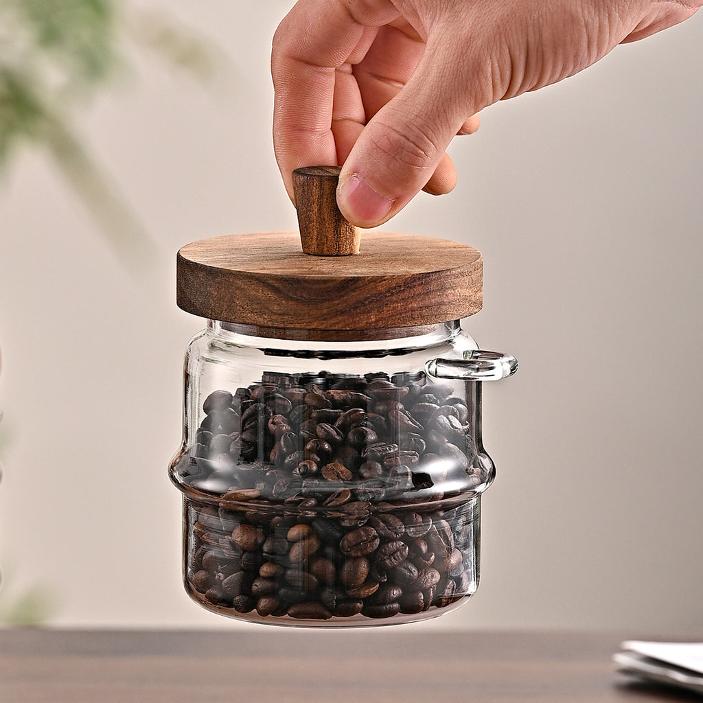 3 pots de café en verre Pcs avec cuillères