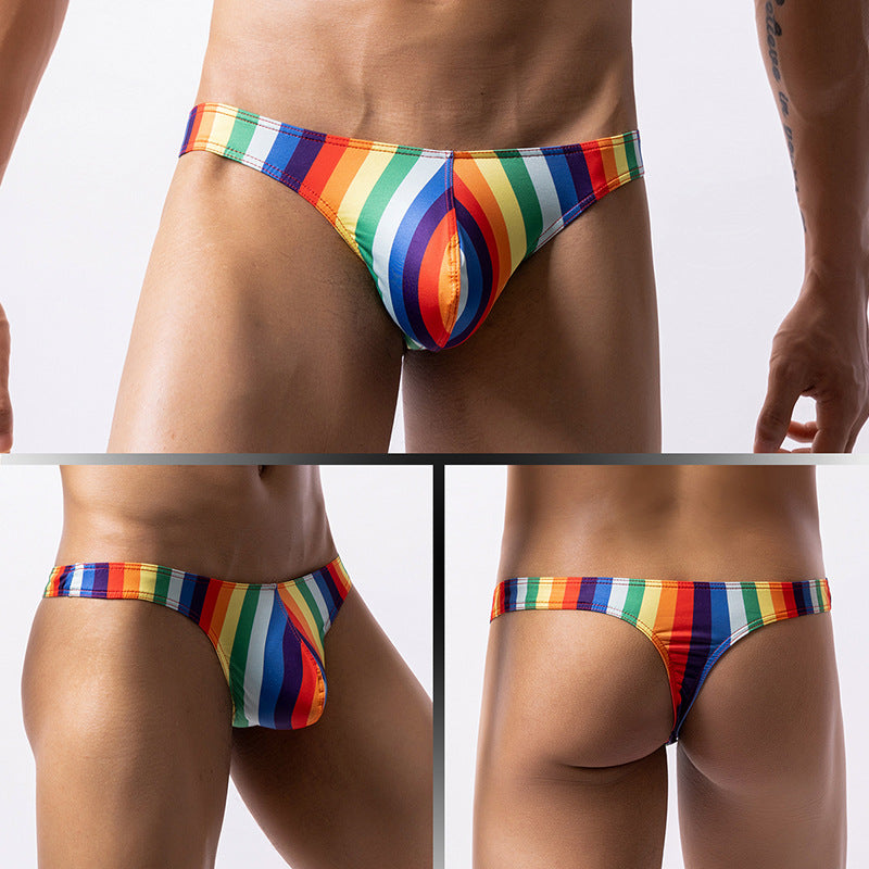 Sexy Low Waist Cartoon Homme Imprimé U Convex Moisture Wicking T-back
