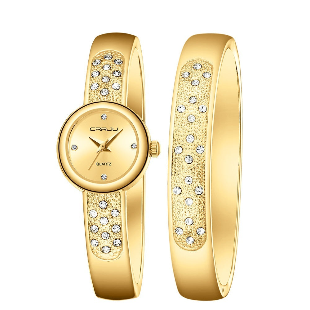 Women's Water Diamond Quartz Gold-Style Bracelet Watch