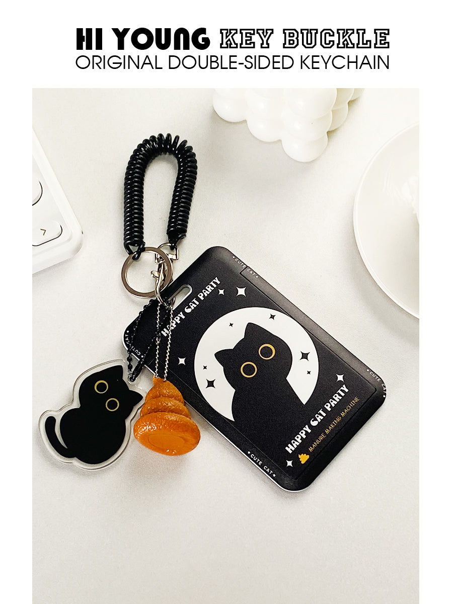 Original Cute Little Black Cat Card Holder Portable Bus Subway Canteen Student ID