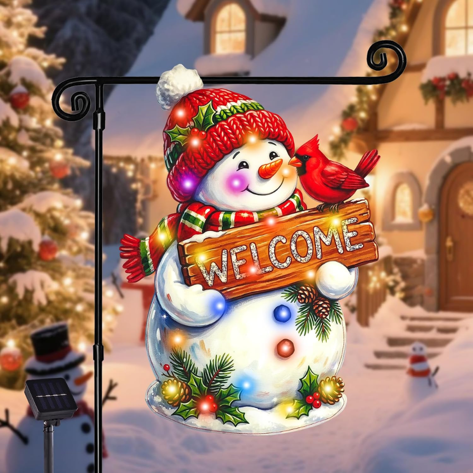 Drapeau de jardin de Noël éclairé