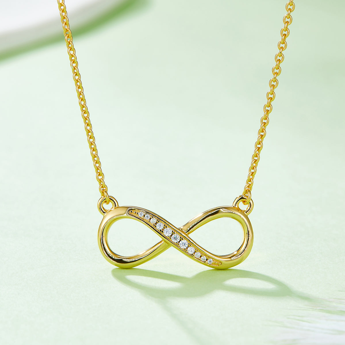 3.2g S925 Argent Sterling 11 Pierre Moissanite Collier Infinity 45cm Wit pendentif demi-paves