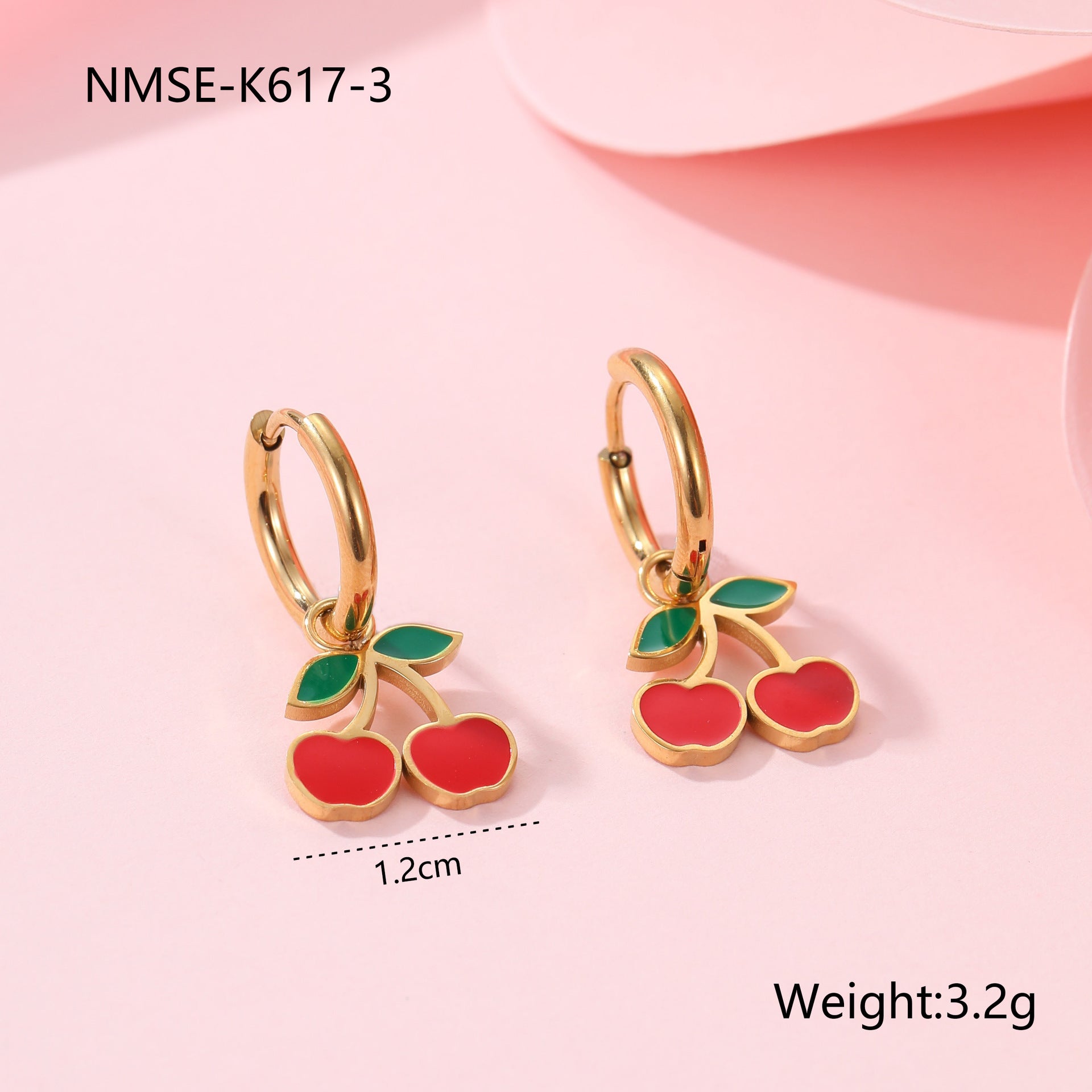 Bracelet Collier Cerise Bracelet Boucle d'oreille en acier titane pièces