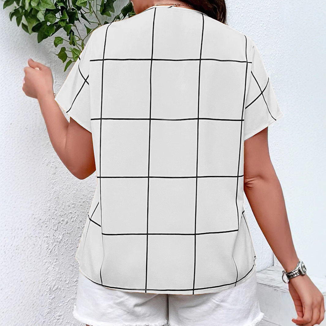 Chemise en T-Shirt imprimée pour femmes Blouse à manches courtes