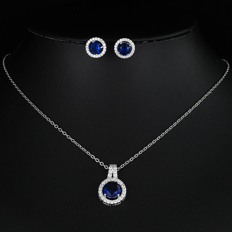Ensemble de collier de disque Zircon deux pièces