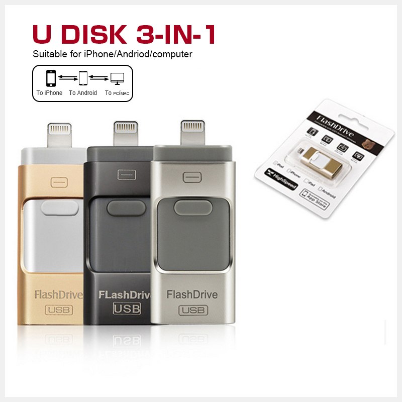 Trois en un disque flash USB OTG pour ordinateur et téléphone mobile