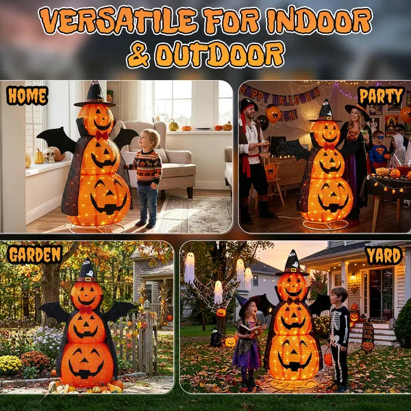 5ft Orange 3-Tier tissu rétractable citrouille Halloween Light Decor avec Cape & Wings