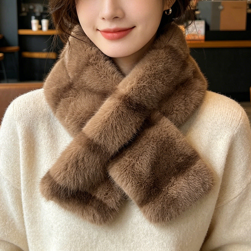 Couleur rayée Contraste en peluche douce écharpe transversale avec style rétro et sophistiqué