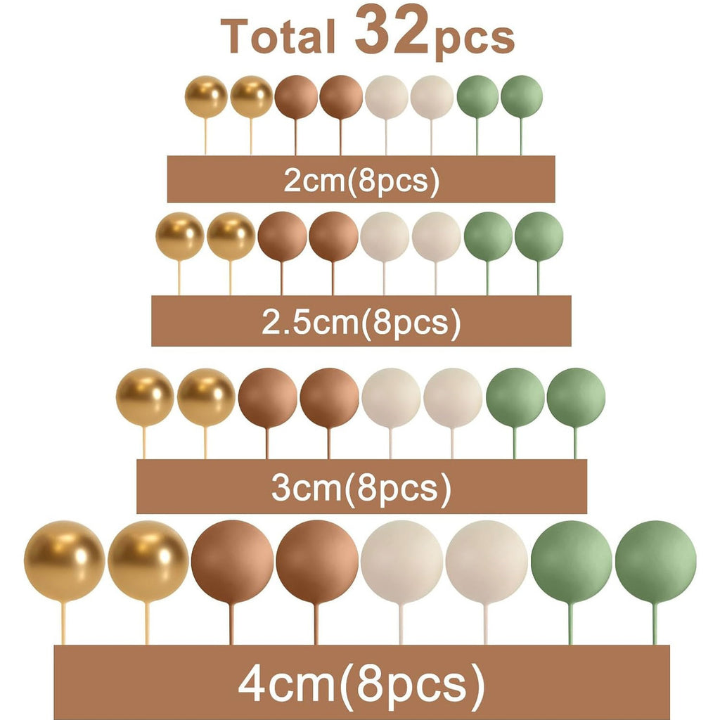 32 Pcset Colorful Mousse Ball Anniversaire Cake Décoration Multi-style Plug-in