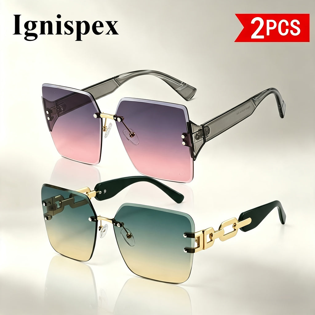 Lunettes de soleil carrées 2 paquets sans vis pour femmes