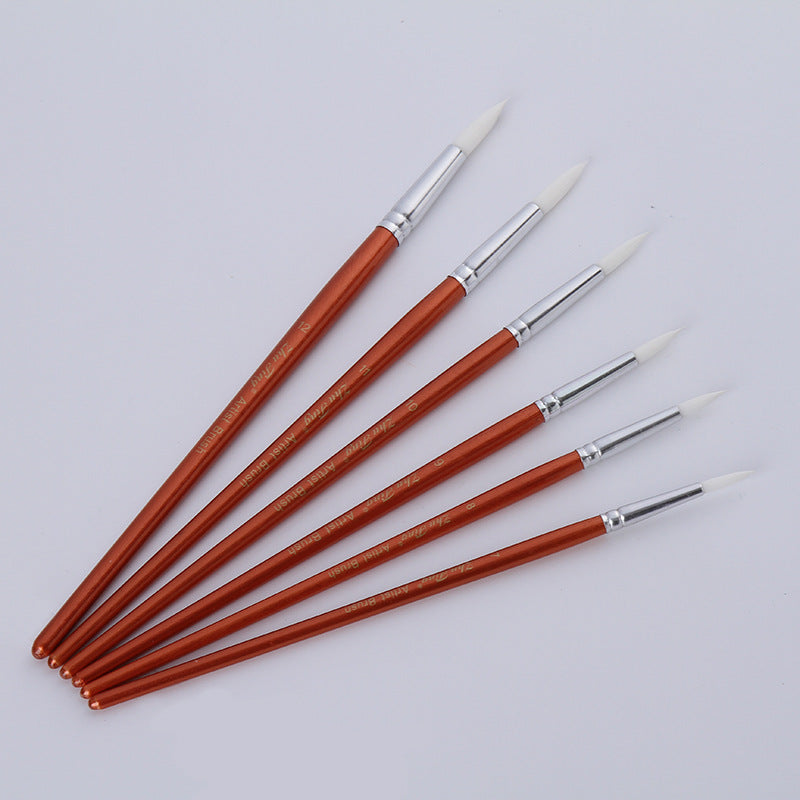 12Pcs Lot forme ronde Nylon cheveux en bois poignée brosse outil pour Art School Waterco