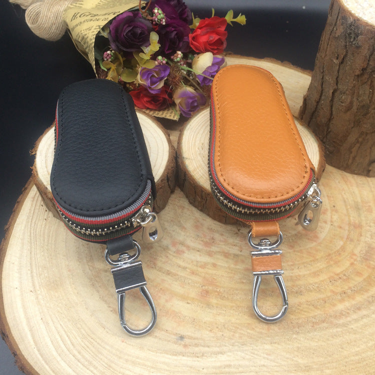 Sac à clé de voiture en cuir universel zipper
