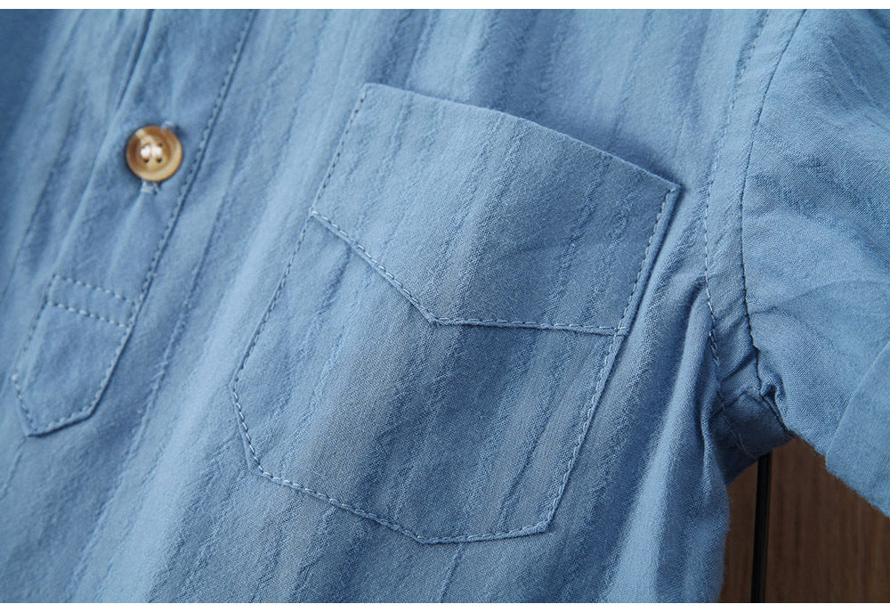 Simplicité d'été de garçon Chemise en couleur solide manches courtes
