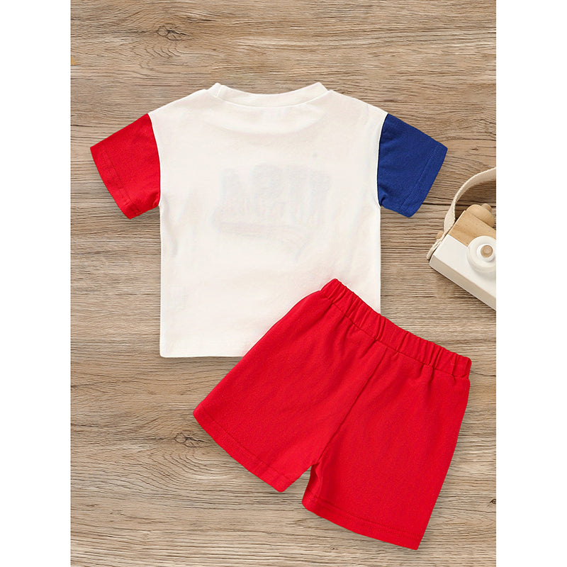 Bébé bébé garçon 4ème de juillet Outfit Set États-Unis Lettre Imprimer T-Shirt & Short pour I