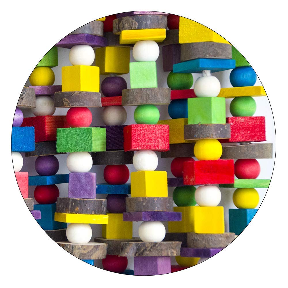 Jouet perroquet à mâcher en blocs de bois naturel multicolores